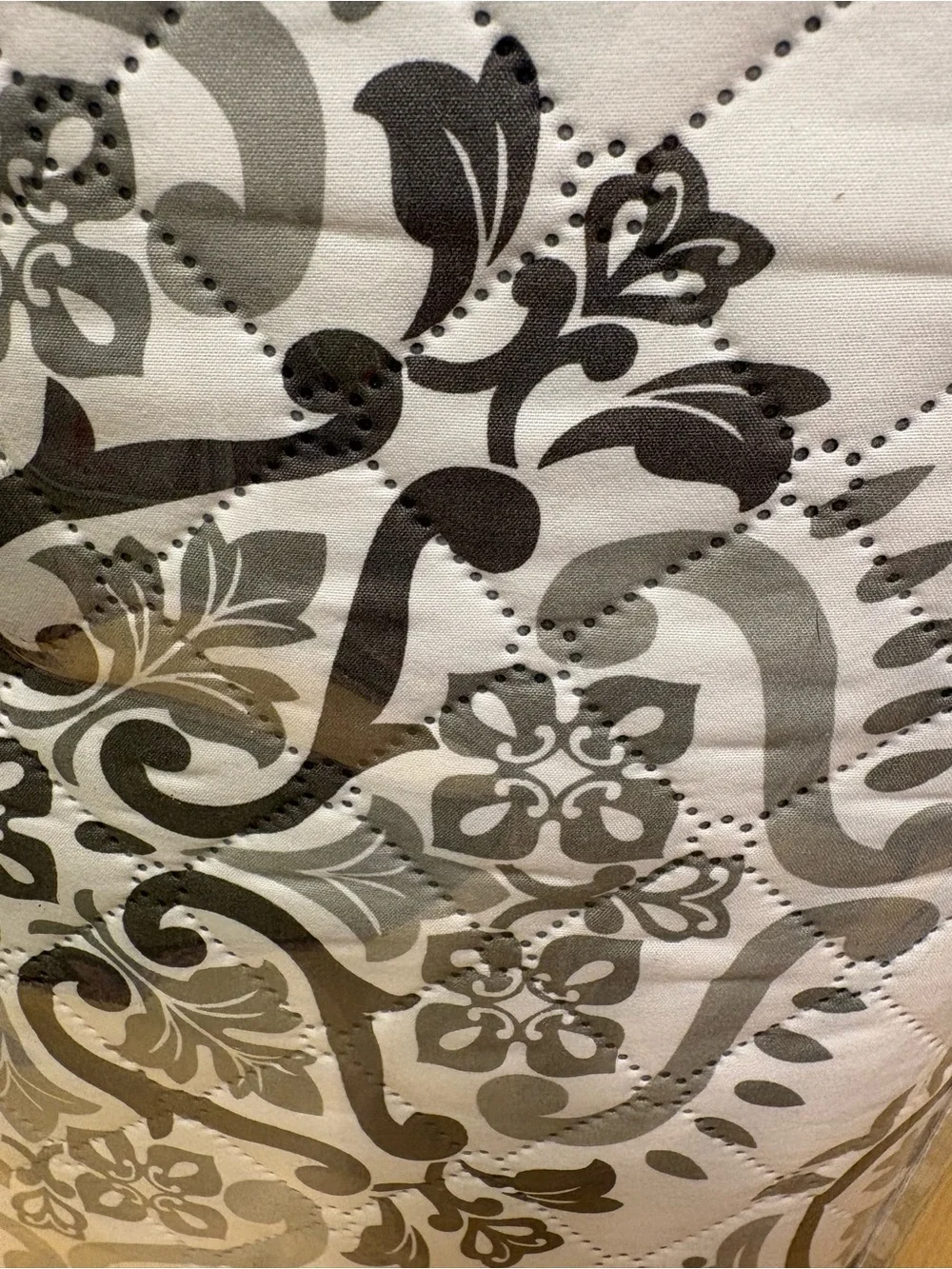 Neutral Gray and White Decorative Quilted Bedspread